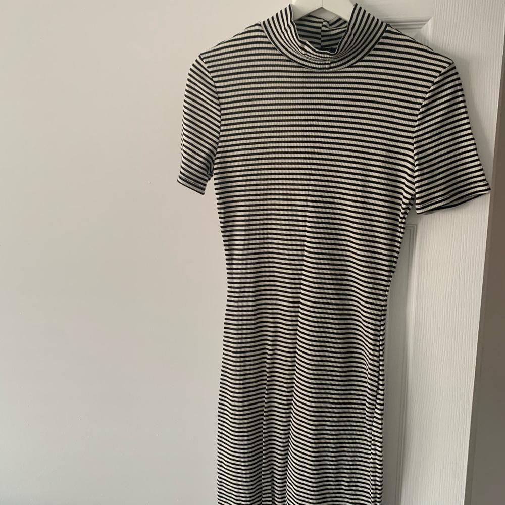 Striped Mock Neck Dress